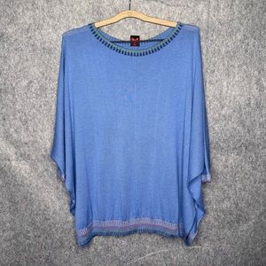 Happy Sheep Wide Boatneck Batwing‎ Sweater in Blue- Sz S